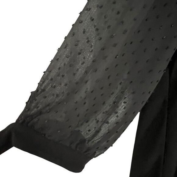 CeCe Black Sheer Swiss Dot Sleeve Blouse - Picture 8 of 10